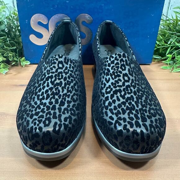 SAS Bliss Women's Slip On Wedge Black Leopard Size 11 Narrow - Picture 3 of 9